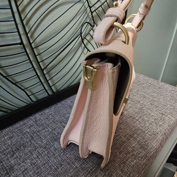 Botkier | Valentina Leather Flap Satchel, 2 Crossbody Straps, Champagne Hardware - Picture 4 of 15